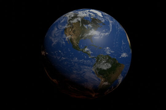 3d rendering illustration of Earth globe with focus on America