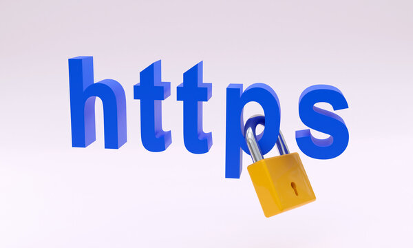 3d illustration ,https and padlock ,security concept ,3d rendering