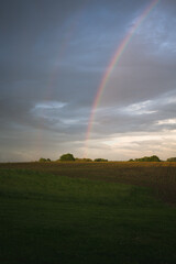 Double rainbow over field in Indiana united states  