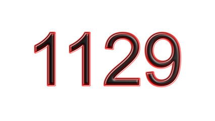 red 1129 number 3d effect white background