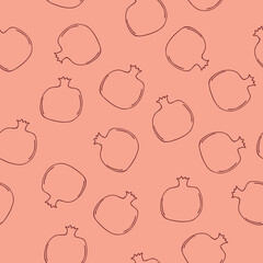 Vector seamless pattern with pomegranate fruits