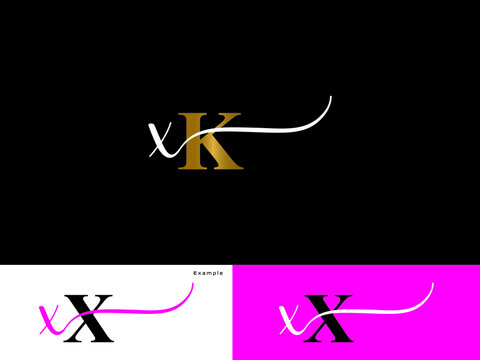 Colorful XK Logo Icon, Signature Xk kx Fashion and beauty Logo Image Vector Stock