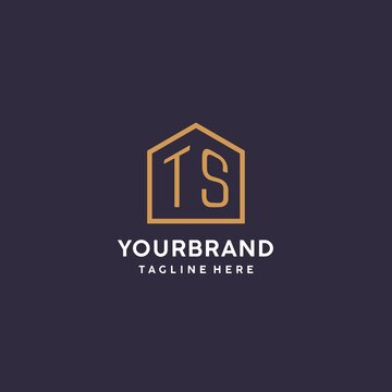 Initial TS logo with abstract home shape, simple luxury real estate logo