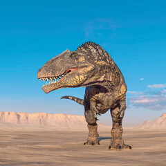 giganotosaurus is looking for some food on sunset desert © DM7