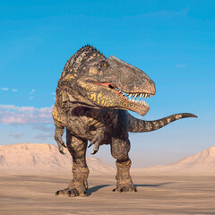 giganotosaurus is ready for some action on sunset desert © DM7
