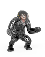 Fototapeta na wymiar chimpanzee astronaut is angry in white background