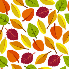 Leaf background. Repeat seamless simple cute foliage. Vector beauty silhouette of flora