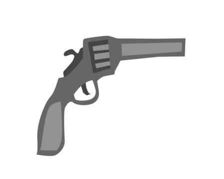 Vector clipart with the image of a gray revolver in a minimalist style