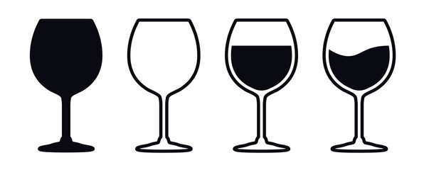 Estores personalizados para cocina con tu foto Different filled wine glasses vector icon set