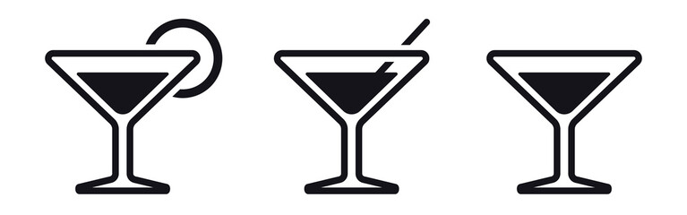 Different martini cocktail beverage icons
