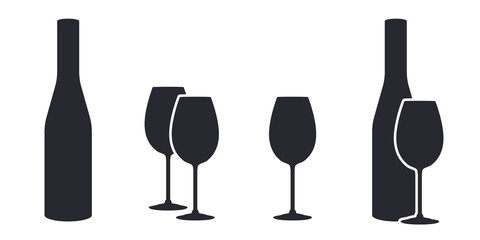 Sparkling wine bottle with glass icon