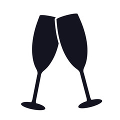 Sparkling wine glasses vector icon