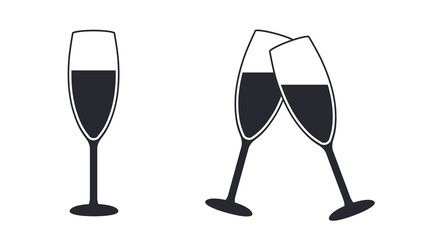 Sparkling wine or champagne glass icon