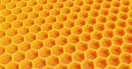 Orange hexagon honeycomb texture background. Pattern background. 3d rendering.	