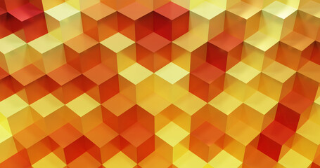 Abstract Yellow and orange cubes pattern background. 3d rendering.
