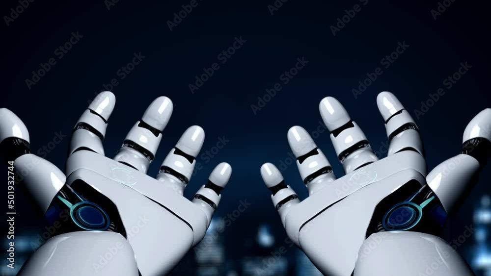Wall mural futuristic robot artificial intelligence enlightening ai technology development and machine learning