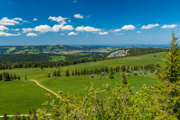 Fototapeta na wymiar View across the fields to La Chaux de Fonds.