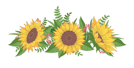 Sunflowers Cartoon Composition