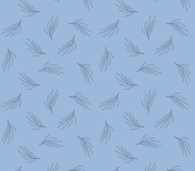 Vector pattern of leaves on white background. Orange and white color. Retro style.