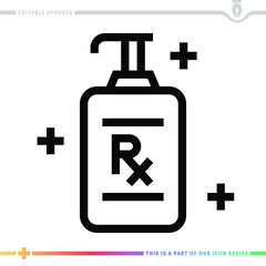 Line icon for dermatologic gels illustrations with editable strokes. This vector graphic has customizable stroke width.