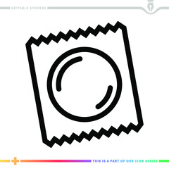 Line icon for use condom illustrations with editable strokes. This vector graphic has customizable stroke width.