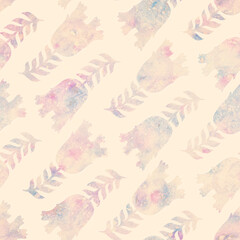 Obraz premium Seamless pattern. Raster illustration. Watercolor background with floral ornament. Image for design, printing on fabric or paper. Fashion.