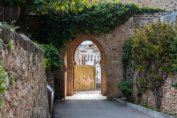 Moorish style entrance door in the castle of Denia, Alicante (Spain)