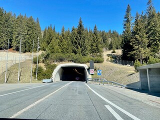 Entrance of Swiss highway tunnel San Bernardino.