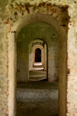 Fototapeta na wymiar Destroyed vaults of the barracks of the Brest fortress in Brest