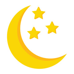 Yellow moon and star illustration isolated on white background