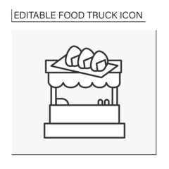 Sushi cafe line icon. Traditional Japanese street food. Preparing and selling for customers.Food truck concept. Isolated vector illustration. Editable stroke