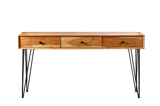 Wooden console table console table with drawers isolated on white background