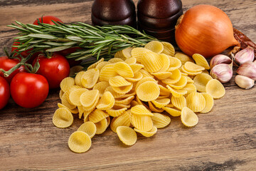 Raw Italian pasta - Orecchiette for cooking