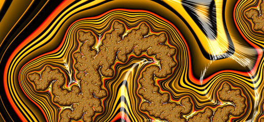 Yellow  Psychedelic Swirl Fractal Abstract Background