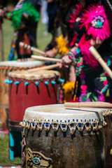 Traditional Native American Drum being played during a Cultural Celebration