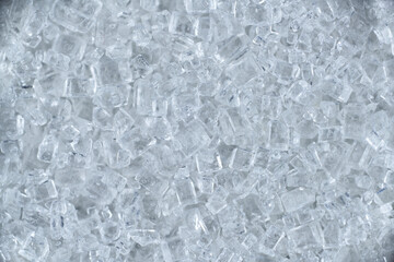 crystals cubes of white refined sugar macro under the microscope