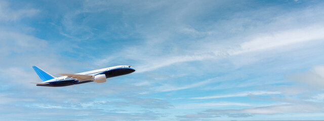 Naklejka na ściany i meble modern passenger plane under sky