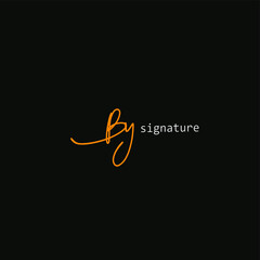 By initial handwriting logo vector