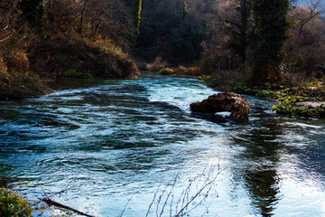 beautiful landscape with mountain river in europe, Albania