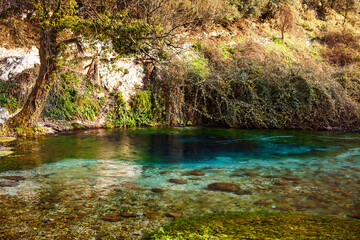beautiful landscape with mountain river in europe, Albania