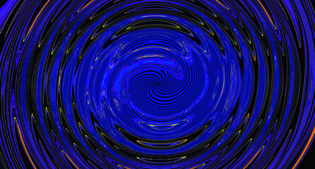 Bright fluid blue, neon, black textured background. Abstract liquid circle. Art trippy luxury digital screen. Fantasy Backdrop. Banner. Template. Virtual Augmented reality. NFT card. Metaverse design.