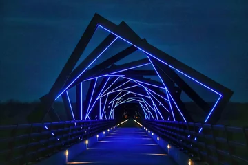 Foto op Canvas brug bij nacht © Jeannine