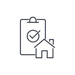 Description of living conditions. Characteristics of the building or hotel room. Vector linear icon isolated on white background.