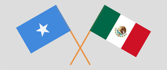 Crossed flags of Somalia and Mexico. Official colors. Correct proportion