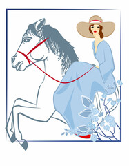 Horsewoman with flowers