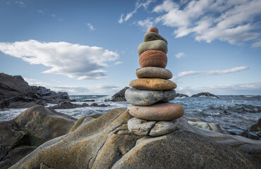 stack of stones on a scottish beach