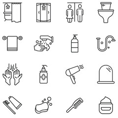 bathroom icons set . bathroom pack symbol vector elements for infographic web