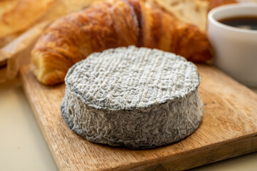 French goat cheese selles-sur-cher and fresh croissants