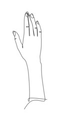 Hands gesture continuous line drawing design. Sign or symbol of hand gestures. One line hand drawn style art doodle isolated on white background for business concept