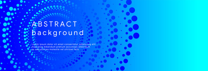 Business minimal blue abstract vector business long banner template background with halftone circle frame